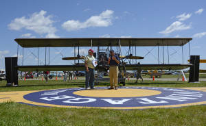 Photo of Jay Jabour and Ray Johnson on Vintage Plaza at EAA AirVenture.