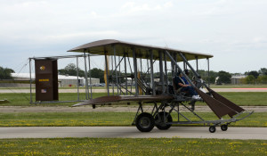 Wright "B" Flyer taxies on Wittman Field at EAA AirVenture on Monday, July 20.