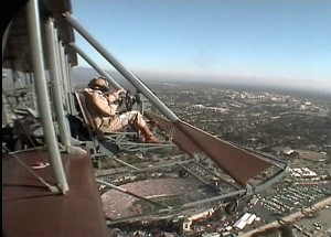 The Wright B Flyer Inc. fleet's Brown Bird kicks off the centennial of powered flight with a halftime flight over the Rose Bowl on Jan. 1, 2003.